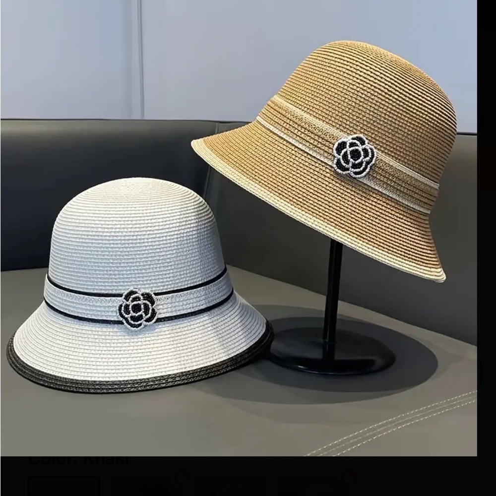 Camellia Decor Straw Sun Hat